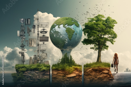 image that reflects the things of the world, nature, technology, person