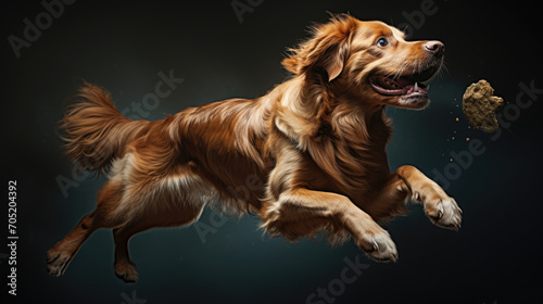 illustration of dog jumping to catch a cookie