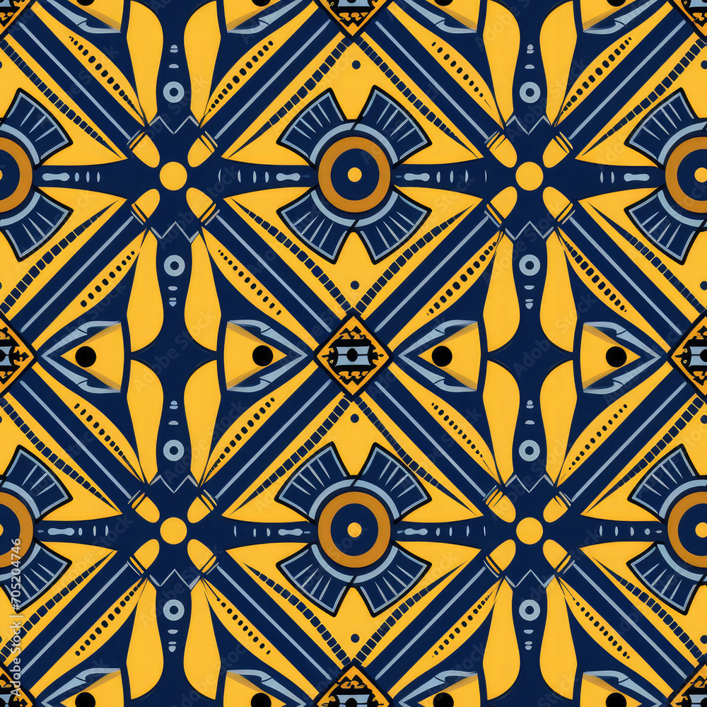Simple African tribal symmetrical seamless pattern in vivid colors ...