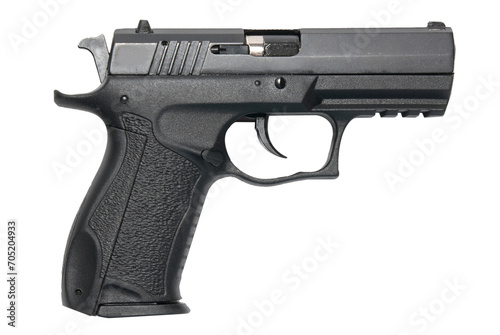 Black gun pistol handgun in PNG isolated on transparent background photo