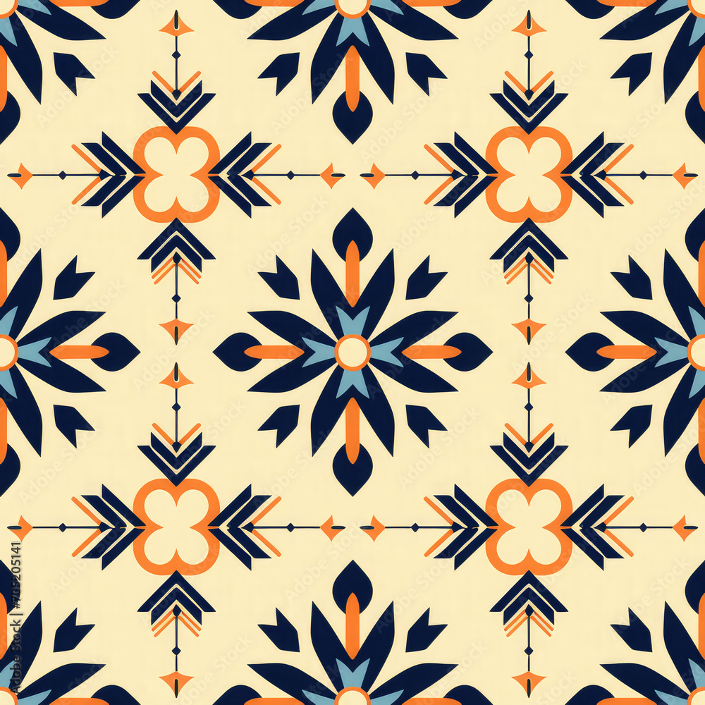 Simple Southwestern Native American tile seamless pattern in yellow and blue colors.Perfect for posters, brochure, coupon , flyer ,ad design, wallpaper or background.