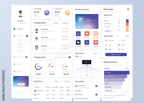 UI UX Infographic dashboard. UI design with graphs, charts and diagrams. Web interface template