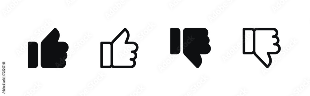 Thumbs Up and Thumbs Down Icons Set - Positive and Negative Feedback Symbols Thumbs Up and Thumbs Down Icons Set - Positive and Negative Feedback Symbols