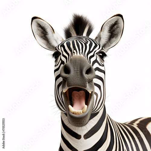 Zebra  Portraite of Happy surprised funny Animal head peeking Pixar Style 3D render Illustration