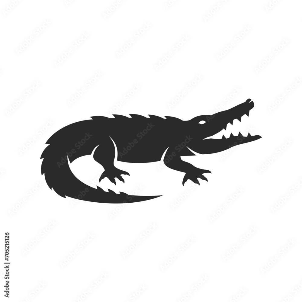Fototapeta premium Crocodile logo. Crocodile silhouette for Emblem design. Simple Crocodile symbol. Vector illustration