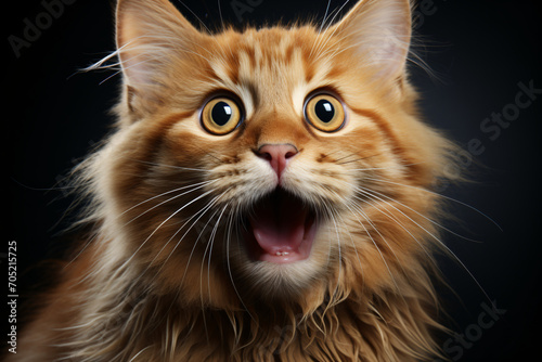 Cat Portraite of Happy surprised funny Animal head peeking Pixar Style 3D render Illustration