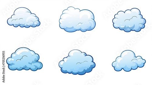 Set of cartoon clouds. Colorful cute clouds for game. Pixel art, 8 bit for video game UI