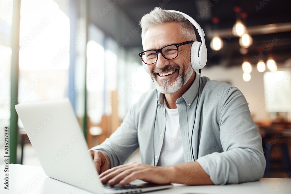 older man working with his computer, very smiling older man working with his computer, very smiling