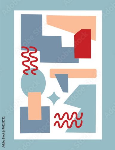 Set of geometric shapes. Abstract background shapes with brutalism style. Geometric posters. Direction in architecture. Retro elements. Minimalist design. Flat illustration