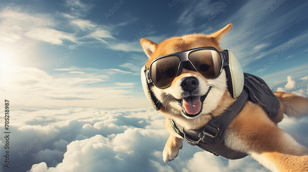 terrier dog sky diving and being air dropped