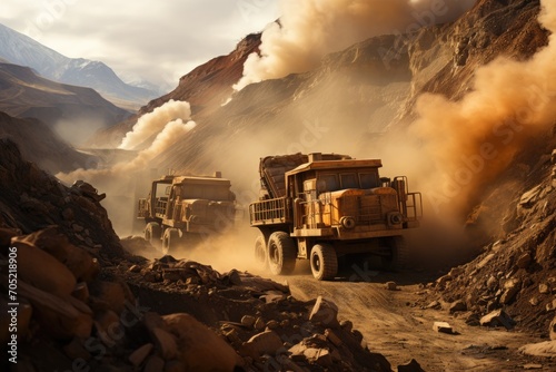 Industrial Scene: Minerals being extracted and transported., generative IA