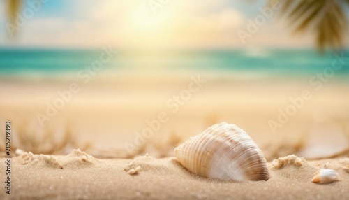 Landscape with shells on tropical beach