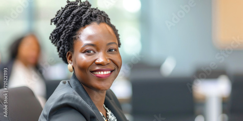 Confident Businesswoman with Natural Hairstyle at Work