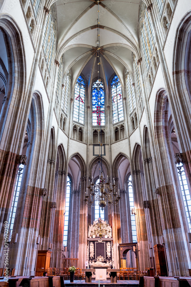 Interior view of historic St. Martins Cathedral in Utrecht, the Netherlands