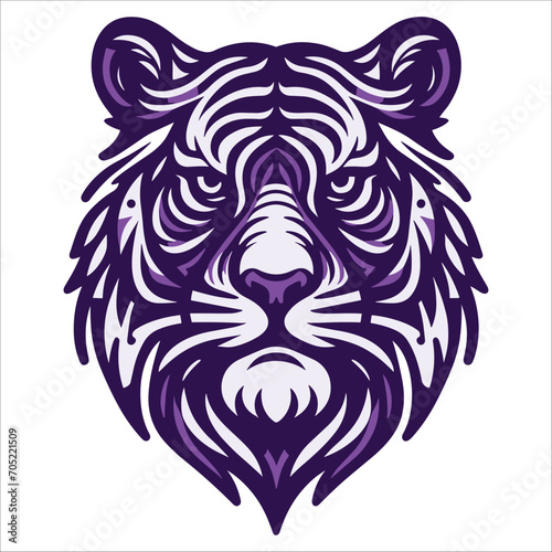 Tiger head   Purple Tiger head illustration