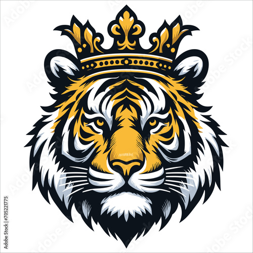 Fototapeta Naklejka Na Ścianę i Meble -  King tiger crown ,  Tiger crown head vector illustration