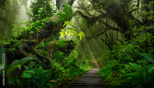Fototapeta Naklejka Na Ścianę i Meble -  Tropical rainforest with trees and moss