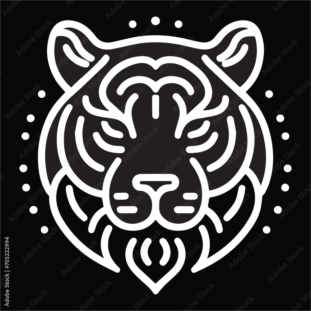 Tiger head , Tiger head vector line art