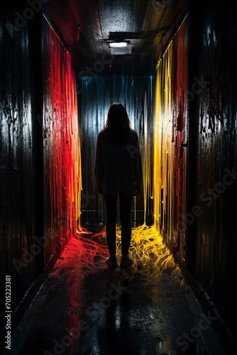 girl walks away alone down a dark hallway © Jorge Ferreiro