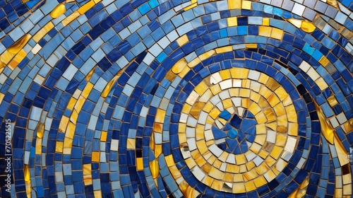 A captivating abstract marble mosaic featuring harmonious cobalt blue and citrine yellow patterns  radiating a sense of vibrant sophistication. 8k 