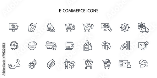 E-Commerce icon set.vector.Editable stroke.linear style sign for use web design,logo.Symbol illustration.