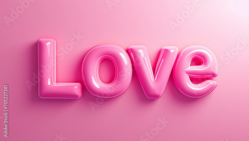 Pink text Love on pink background. 3D text rendering. Valentine's Day, relationships.