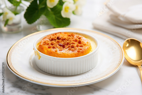 Tempting Baked Pudding in Elegant Setting