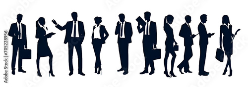 Silhouettes of people working group of business people standing vector with no background 