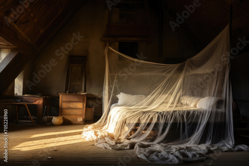 Forsaken Elegance: Torn Bed and Dusty Burlap © Luba