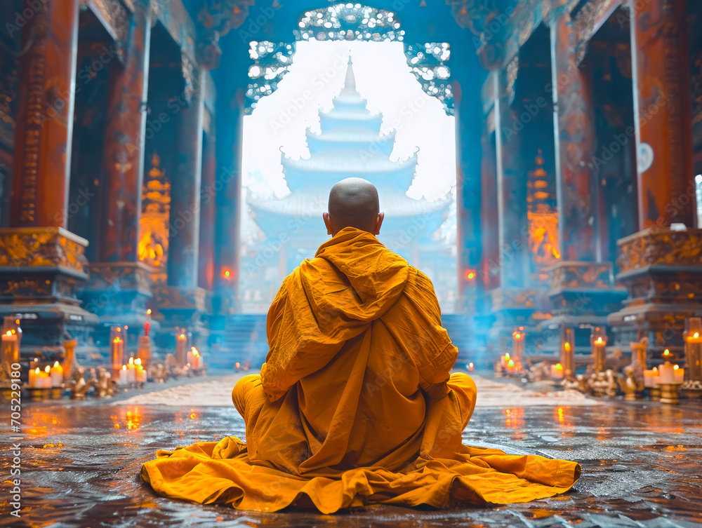Infinity Wisdom: Buddha in the Sacred Space of the Temple. 