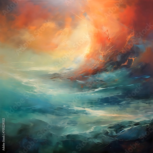 An abstract painting with sea, Colors of a storm of emotions