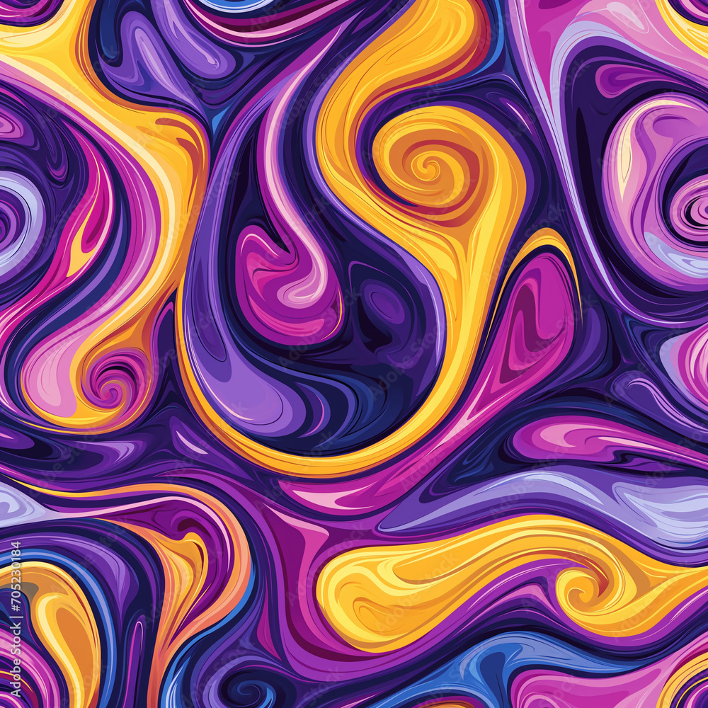 Psychedelic Eddies: Purple and Yellow Swirls