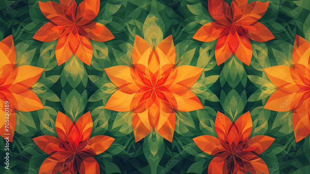 Autumn Bloom: Geometric Floral Pattern Autumn Bloom: Geometric Floral Pattern
