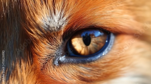 Close-up of the eye of a fox. Shallow depth of field