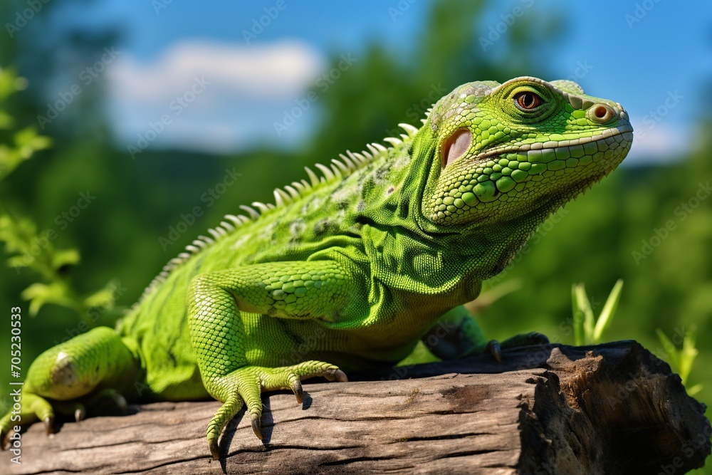 illustration of a huge green lizard on the trunk of a tree illustration of a huge green lizard on the trunk of a tree