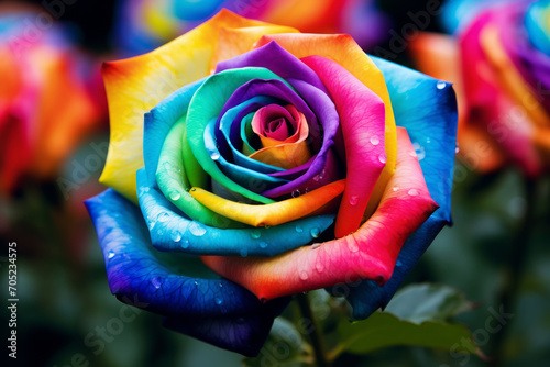 Rosa multicolor de cerca.