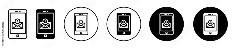 Mobile message notification vector icon set collection. Mobile message notification Outline flat Icon. Mobile message notification vector icon set collection. Mobile message notification Outline flat Icon.