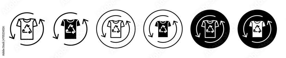 Recycling clothes vector icon set collection. Recycling clothes Outline flat Icon.