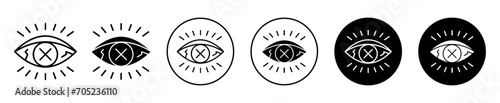 Diabetes eye vector icon set collection. Diabetes eye Outline flat Icon.