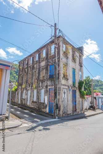 Rue de Saint Pierre dans le nord de l'île de La Martinique, Antilles Françaises. 