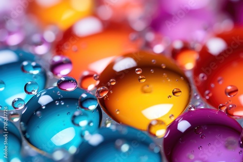 Colourful waterdrops in macro close-up