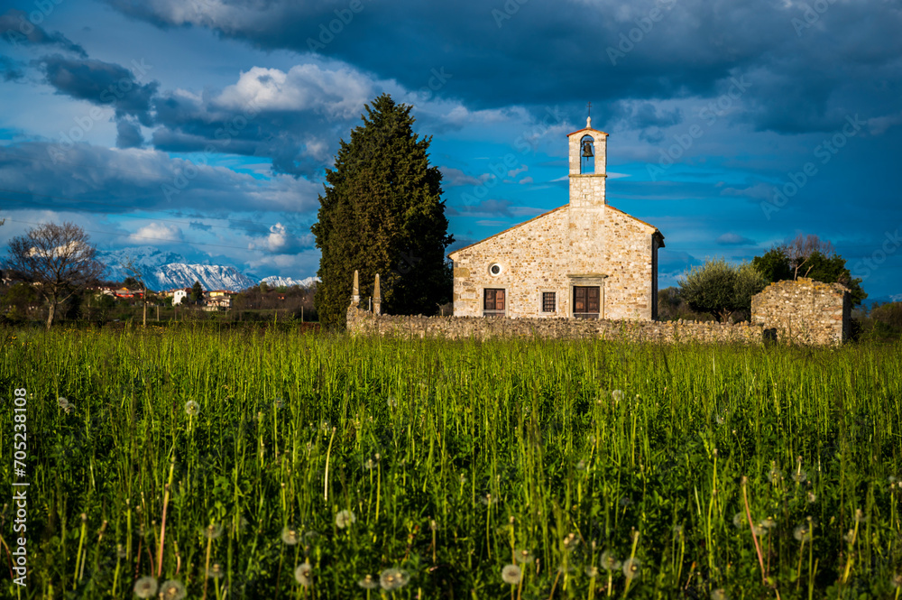 San Vito di Fagagna and the morainic hills of Friuli. Tavella Church