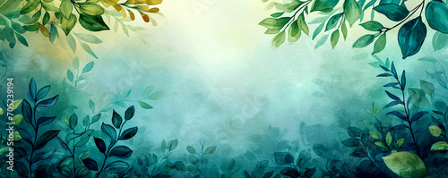 Watercolor botanical frame background, Generative AI