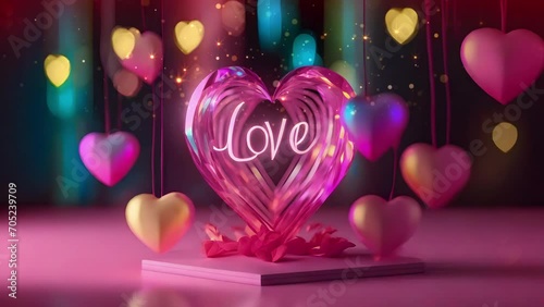 Valentine's background with hearts ,  valetine's day animation , romantic background , love, hearts animation 4K