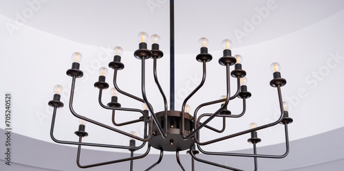 black metal ceiling lamp with lamps