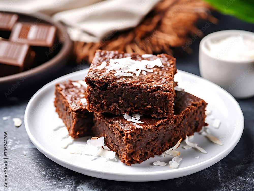 a white plate with pieces of Keto coconut flour cake. a white plate with pieces of Keto coconut flour cake.