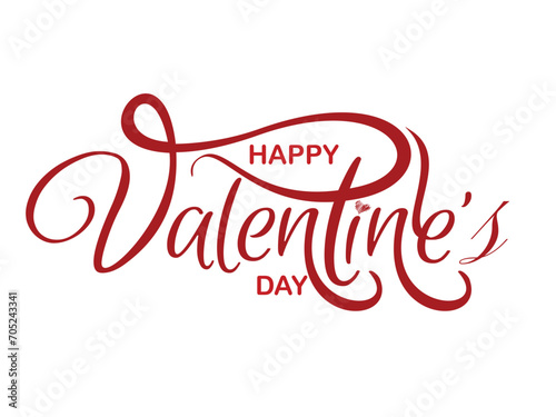 Happy Valentines Day Hand Drawn Illustration Typography in Red for Poster Banner Vector