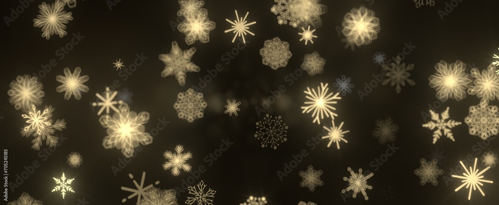 Snowflakes and bokeh lights on the blue Merry Christmas background. 3D render Snowflakes and bokeh lights on the blue Merry Christmas background. 3D render
