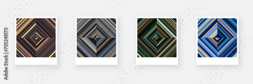 Variants of paper card with square checkered striped geometric patterns.
