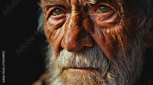 A portrait of an old man with a deep look, reflecting the wealth of experience and wisdom